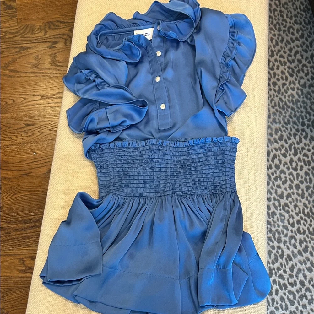 Blue Ruffled Women's Dress - Picture 1 of 3